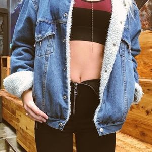 LF Carmar Oversized Shearling Denim Jacket